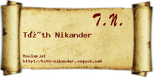 Tóth Nikander névjegykártya